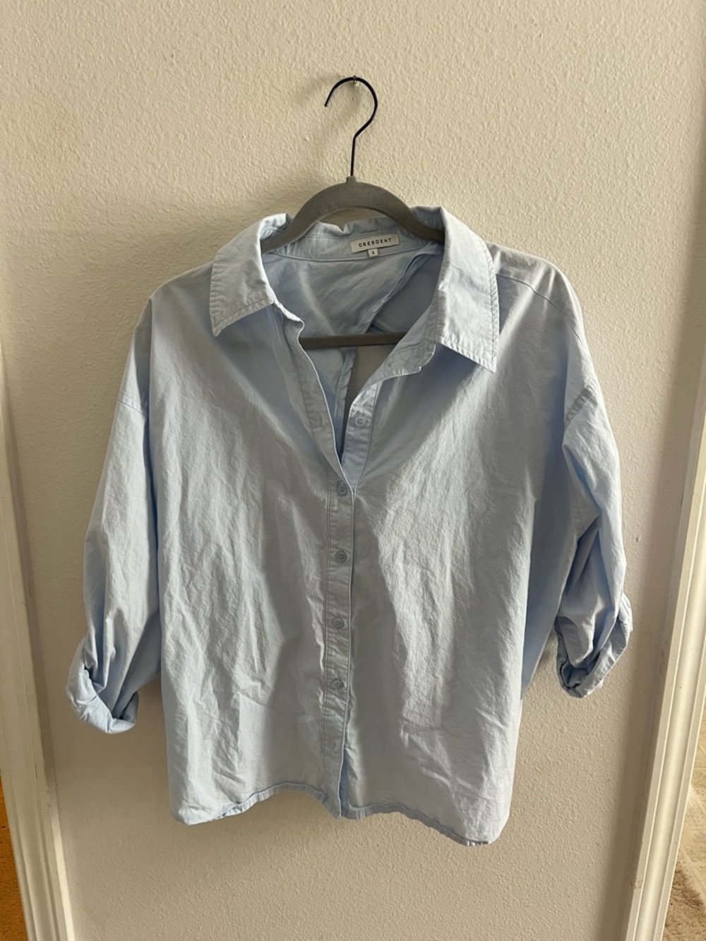 Crescent Light Blue Button-Down Shirt - Classic Oxford Shirt with open back